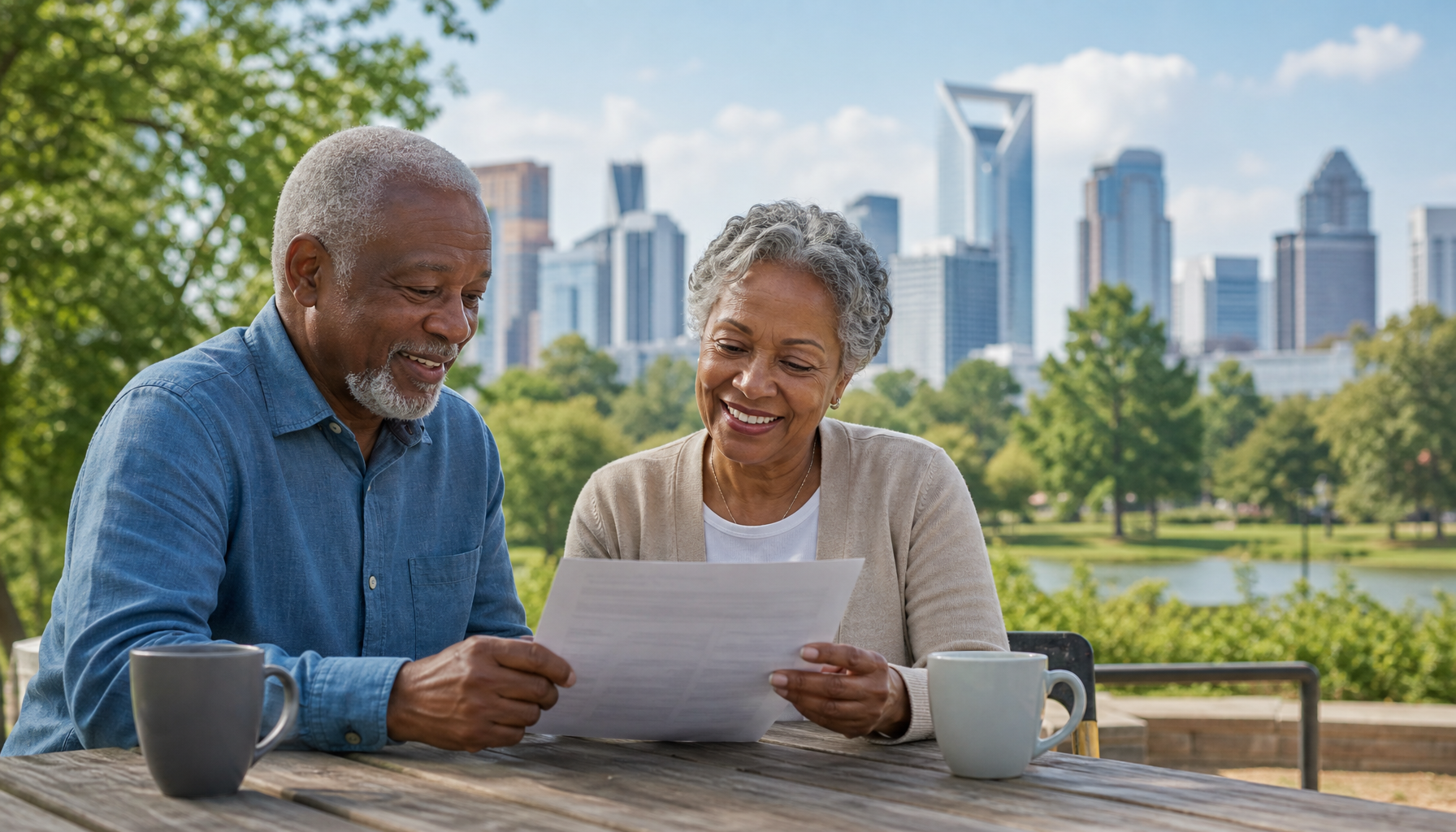 Senior couple evaluating Medicare Advantage provider network options in Charlotte, NC for 2026
