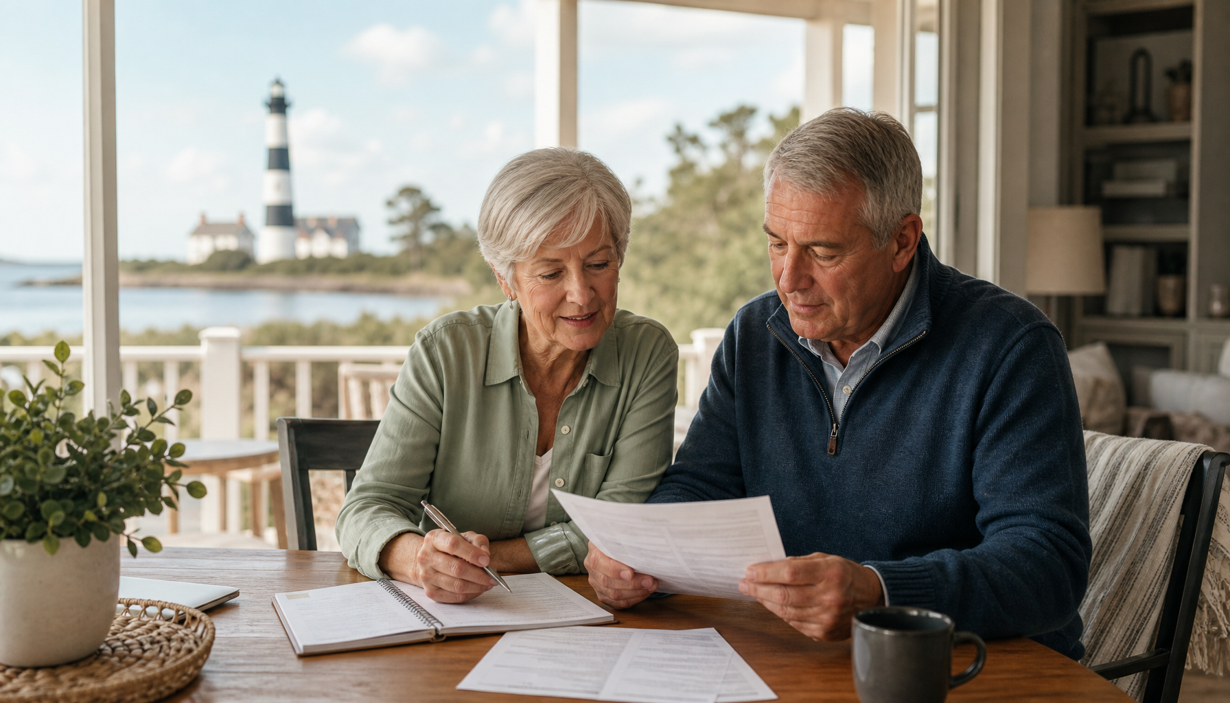 North Carolina Medicare beneficiary reviewing Medicare Annual Enrollment documents